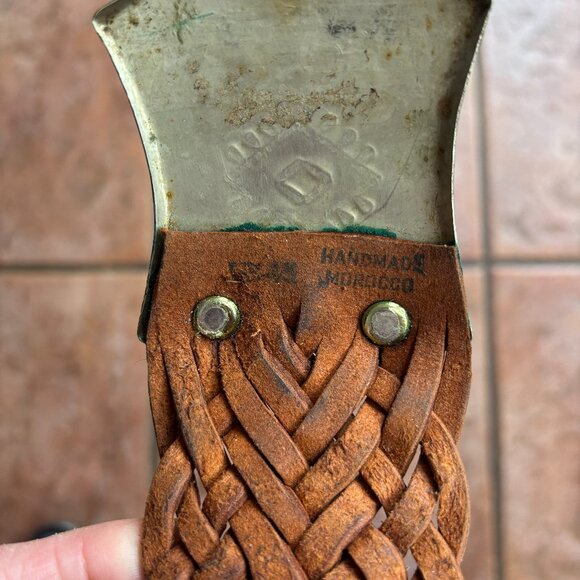 Vintage Handmade Moroccan Braided Leather Belt in Camel, 39\